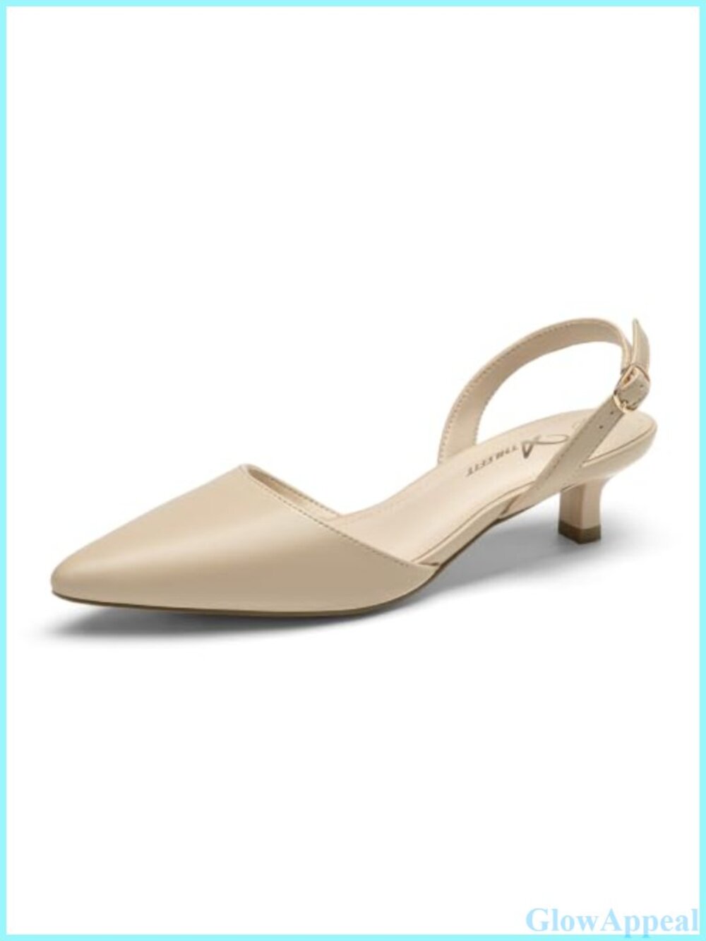 Women's Kitten Heel Slingback Pumps Pointed Toe Faux Leather